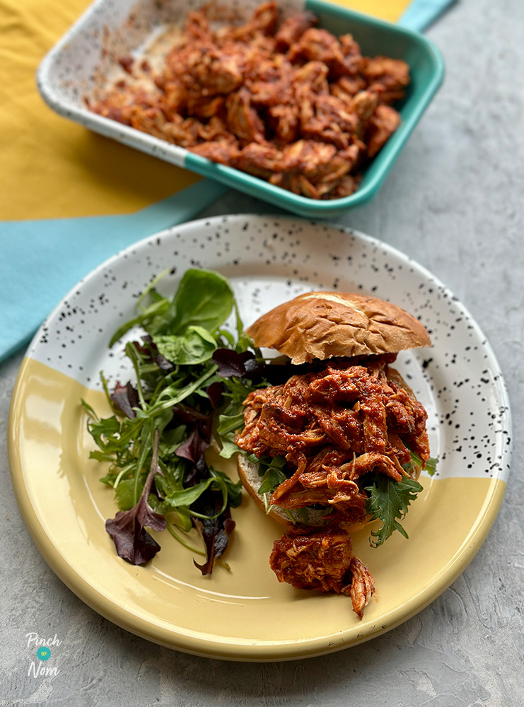 Air Fryer BBQ Pulled Chicken - Pinch of Nom Slimming Recipes