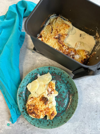 Air Fryer Cheesy Potato Gratin pinchofnom.com