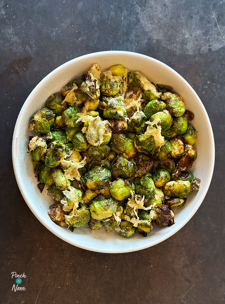 Air Fryer Roasted Parmesan Sprouts - Pinch of Nom Slimming Recipes