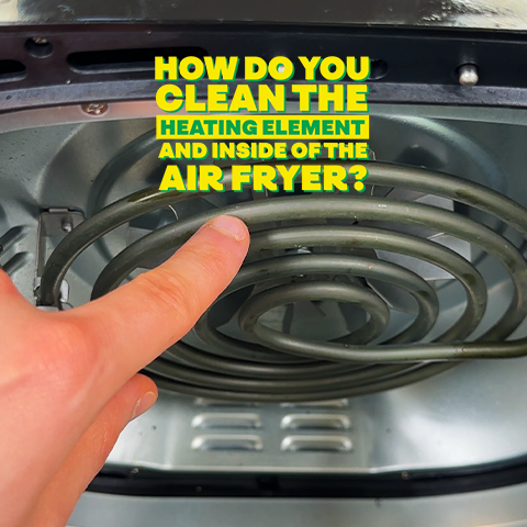 How do I clean the heating element in my air fryer?