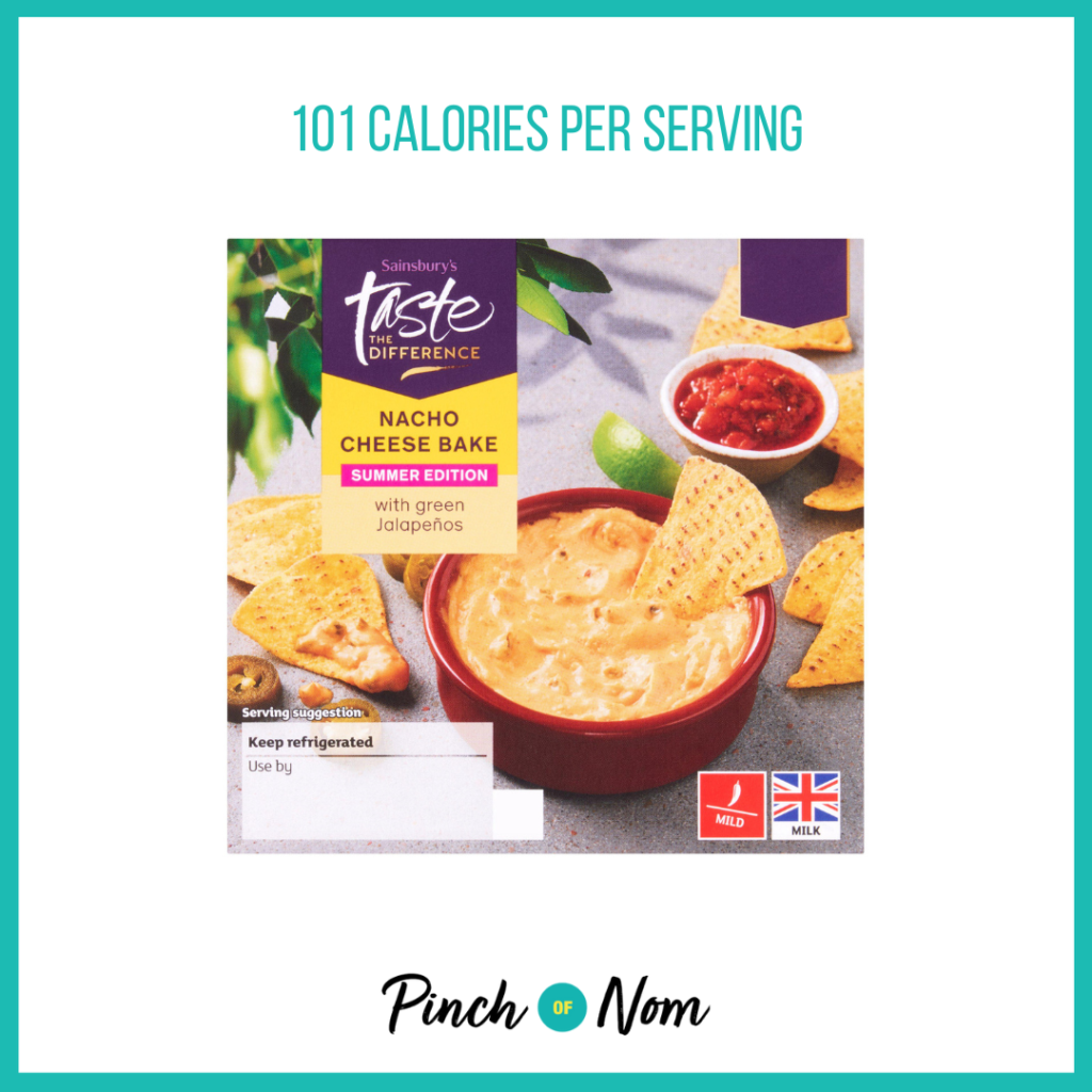 Sainsbury's Nacho Cheese Bake Summer Edition, Taste the Difference featured in Pinch of Nom's Weekly Pinch of Shopping with the calorie count printed above (101 calories per serving).