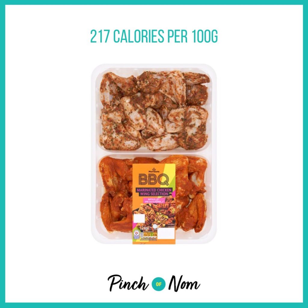 Morrisons Dual Pack Buffalo & Salt & Pepper Wings featured in Pinch of Nom's Weekly Pinch of Shopping with the calorie count printed above (217 calories per 100g).