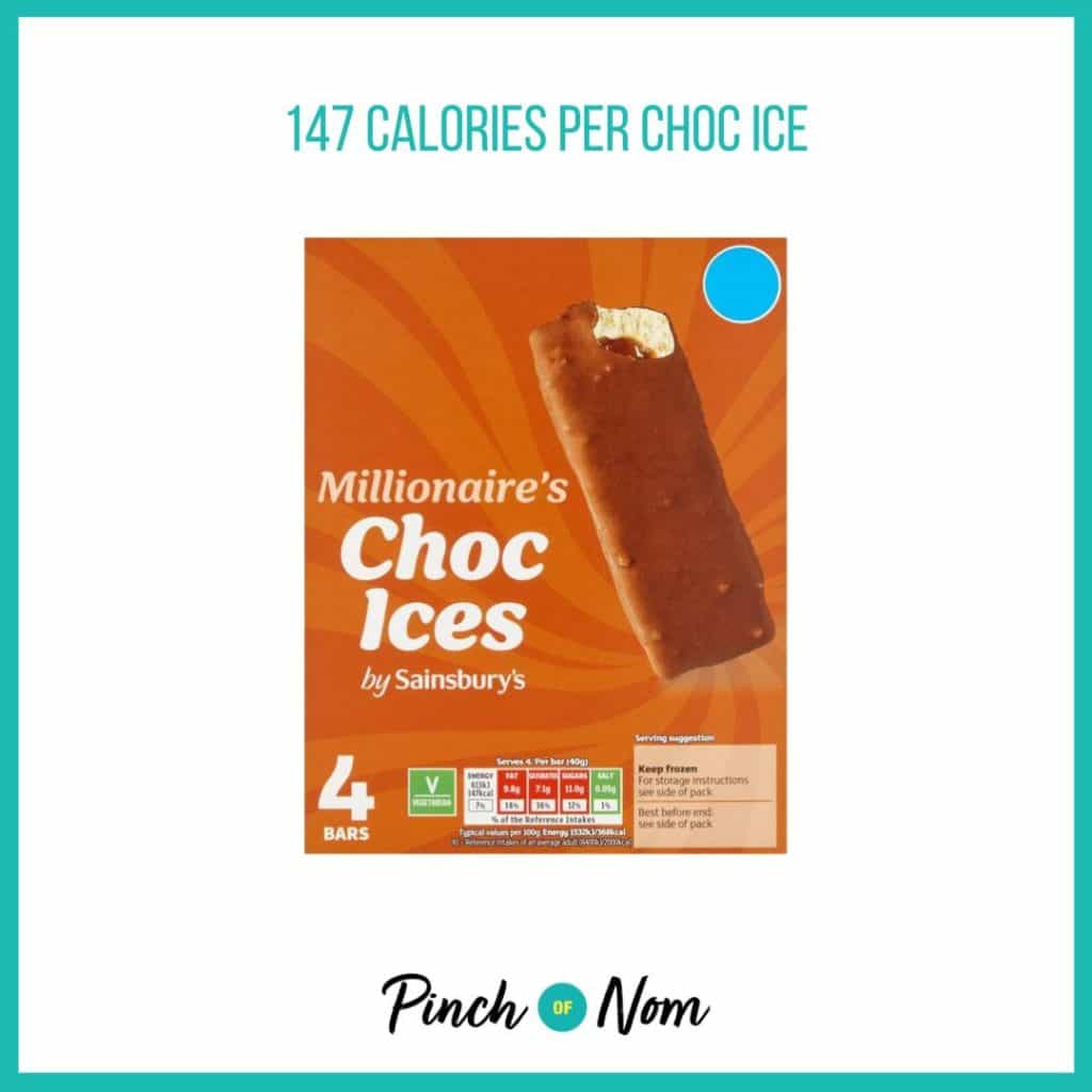 Sainsbury's Millionaire’s Ice Cream Bars featured in Pinch of Nom's Weekly Pinch of Shopping with the calorie count printed above (147 calories per choc ice)