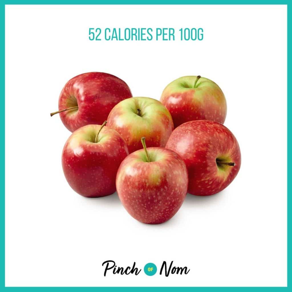 Pink Lady Apples from Aldi's Super 6 selection, featured in Pinch of Nom's Weekly Pinch of Shopping with calories above (52 calories per 100g).