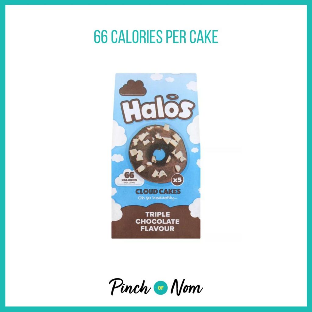 Halos Triple Chocolate Flavour Cloud Cakes featured in Pinch of Nom's Weekly Pinch of Shopping with the calorie count printed above (66 calories per cake). 