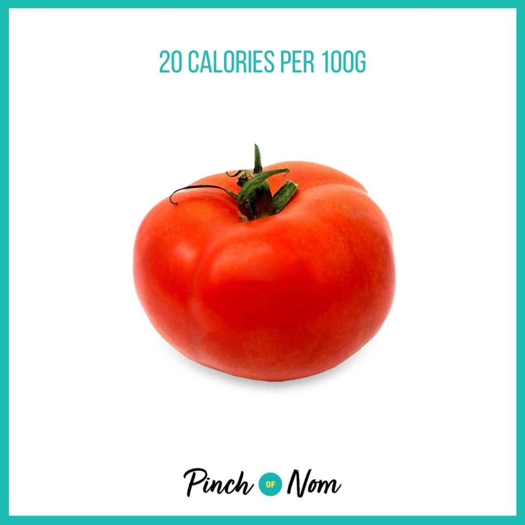 Beef Tomato from Aldi's Super 6 selection, featured in Pinch of Nom's Weekly Pinch of Shopping with calories above (20 calories per 100g).