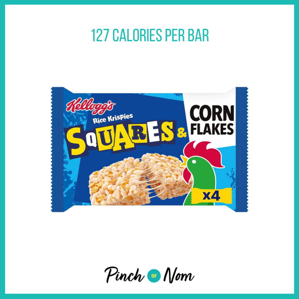 Kellogg's Corn Flakes Squares featured in Pinch of Nom's Weekly Pinch of Shopping with the calorie count printed above (127 calories per bar).