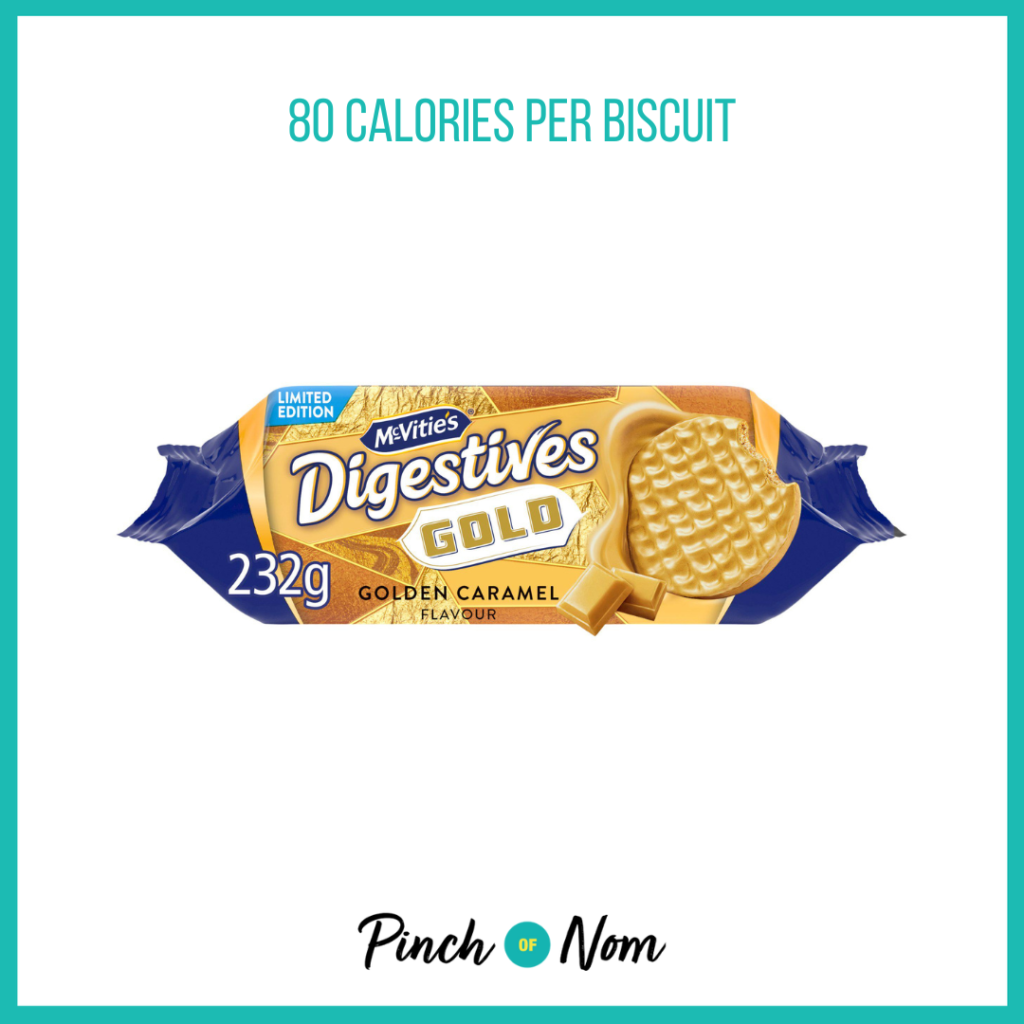 McVitie's Gold Digestives featured in Pinch of Nom's Weekly Pinch of Shopping with the calorie count printed above (80 calories per biscuit).