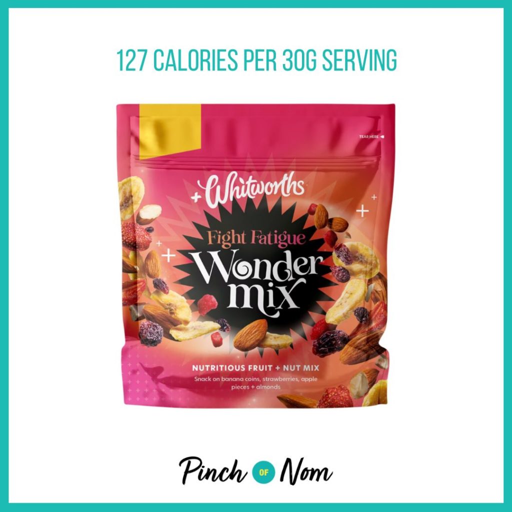 Whitworths Wondermix Fight Fatigue Fruit & Nut Mix featured in Pinch of Nom's Weekly Pinch of Shopping with the calorie count printed above (127 calories per 30g serving)