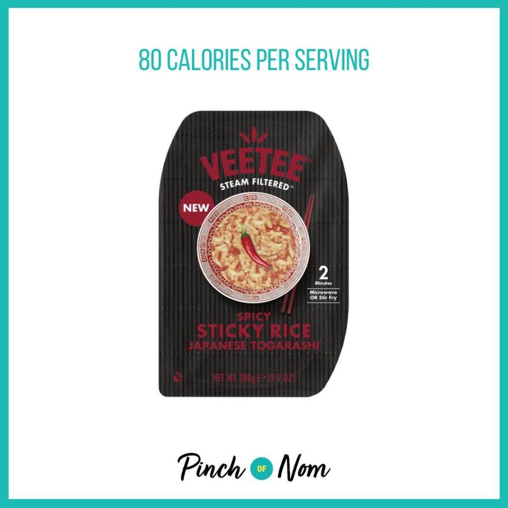Veetee Japanese Togarashi Spicy Sticky Rice featured in Pinch of Nom's Weekly Pinch of Shopping with the calorie count printed above (80 calories per serving)