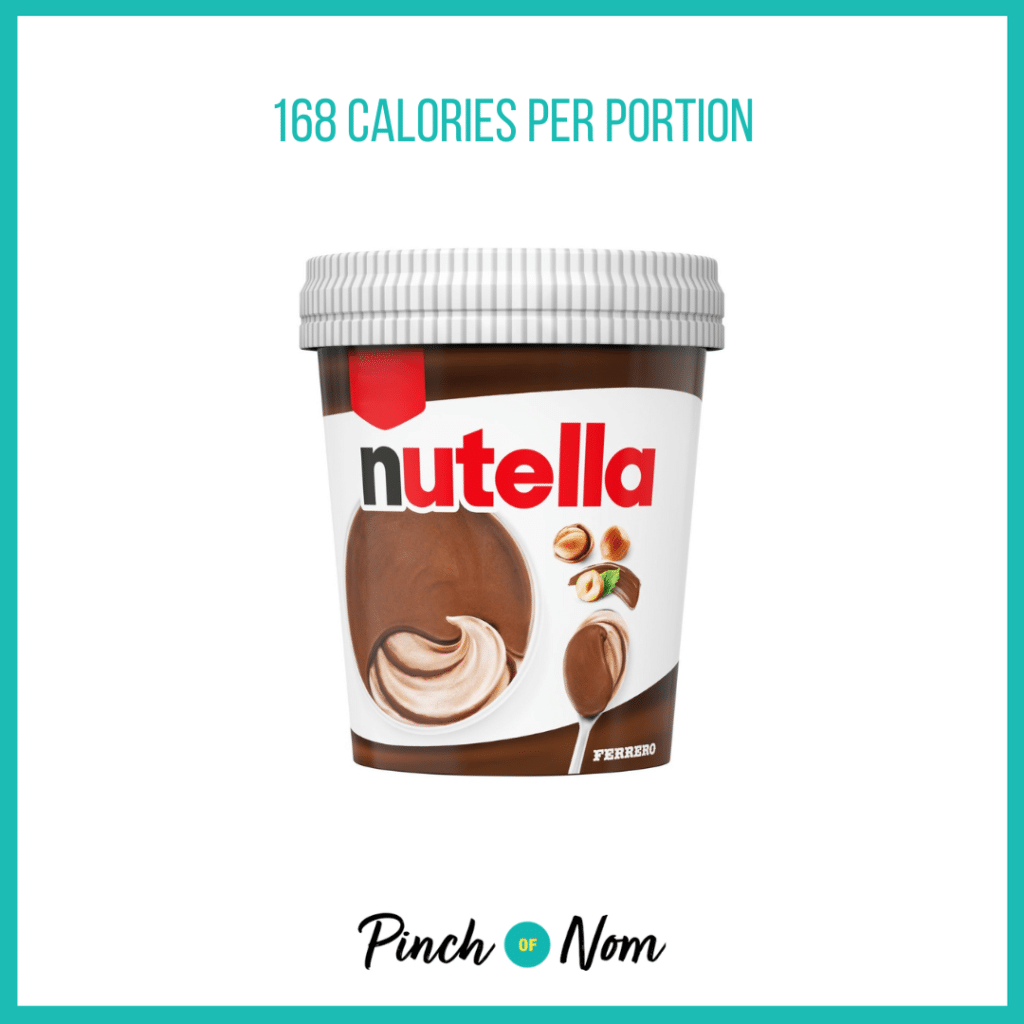 Nutella Ice Cream Tub featured in Pinch of Nom's Weekly Pinch of Shopping with the calorie count printed above (168 calories per portion).