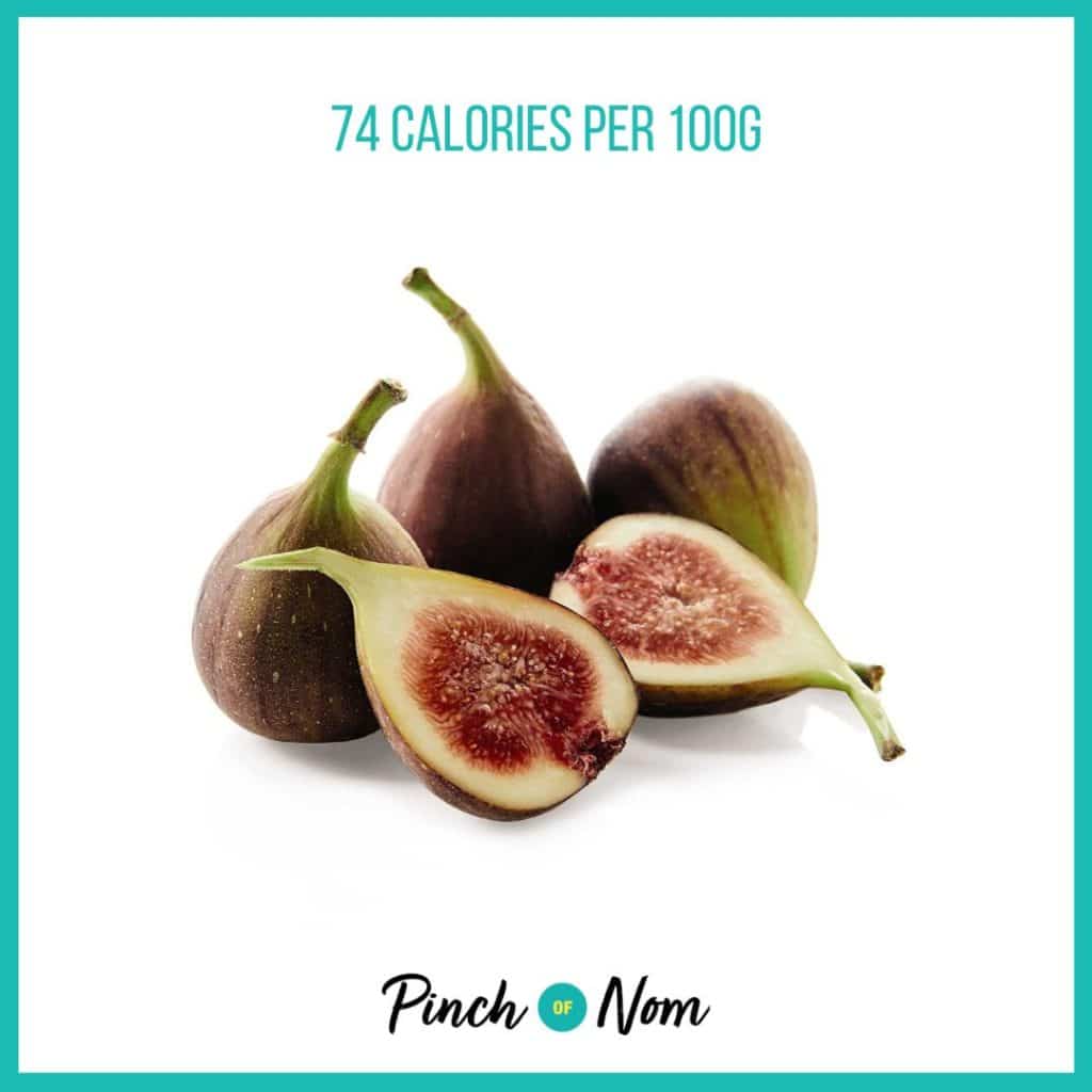 Figs from Aldi's Super 6 selection, featured in Pinch of Nom's Weekly Pinch of Shopping with calories above (74 calories per 100g). 