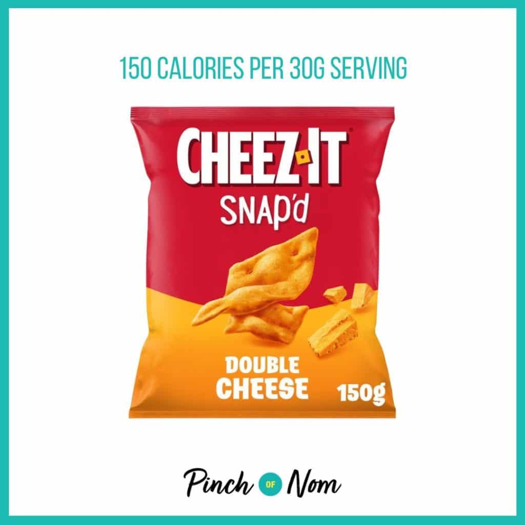 Cheez-It Snap'D Double Cheese featured in Pinch of Nom's Weekly Pinch of Shopping with the calorie count printed above (150 calories per 30g serving). 