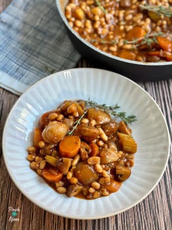Bean and Mushroom Bourguignon pinchofnom.com