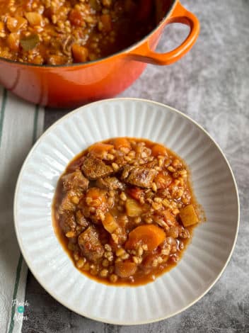 Lamb and Barley Casserole pinchofnom.com