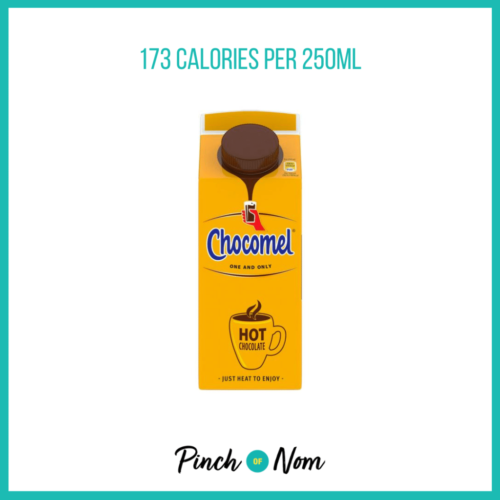 Chocomel Hot Chocolate featured in Pinch of Nom's Weekly Pinch of Shopping with the calorie count printed above (173 calories per 250ml).