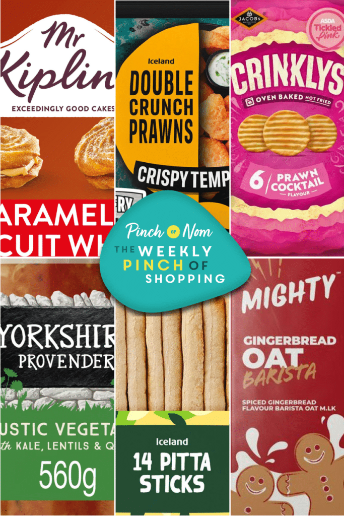 Six of the products from the Weekly Pinch of Shopping in a rectangle grid format. There is a logo at the centre of the image with The Weekly Pinch of Shopping in bold letters.