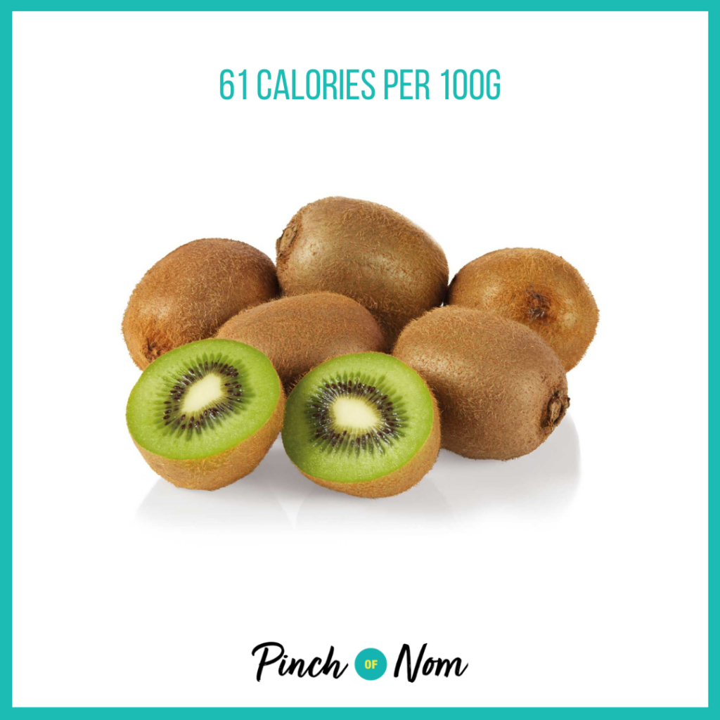 Kiwi from Aldi's Super 6 selection, featured in Pinch of Nom's Weekly Pinch of Shopping with calories above (61 calories per 100g).