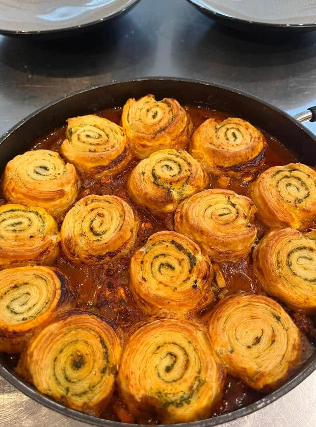 Karen Gibson's Bolognese and Garlic Swirl Pie from Pinch of Nom's Website Gallery.