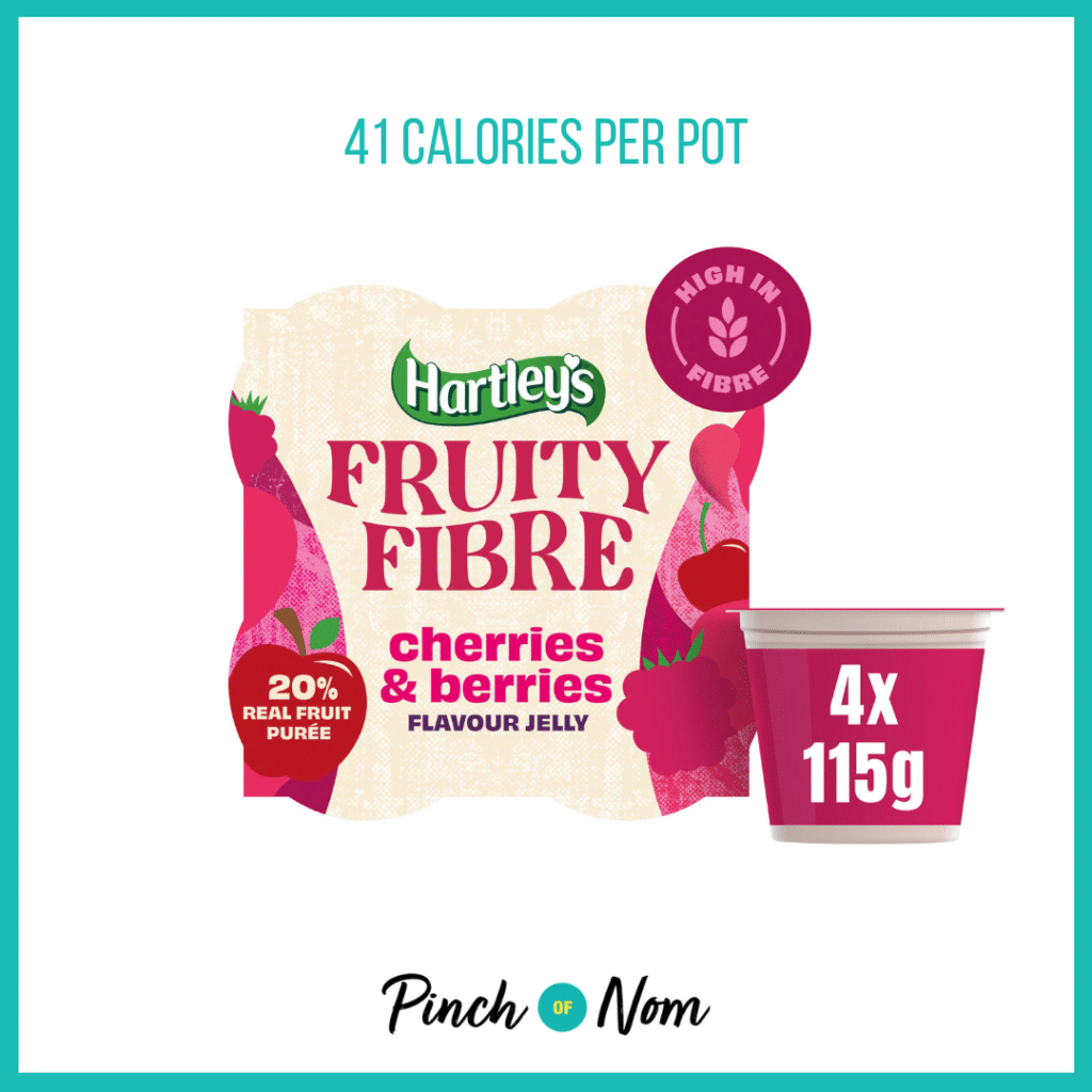 Hartley's Fruity Fibre Cherries & Berries Flavour Jelly Pots featured in Pinch of Nom's Weekly Pinch of Shopping with the calorie count printed above (41 calories per pot).