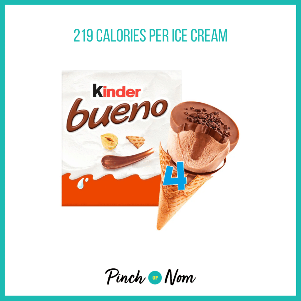 Kinder Bueno Classic Ice Cream featured in Pinch of Nom's Weekly Pinch of Shopping with the calorie count printed above (219 calories per ice cream).