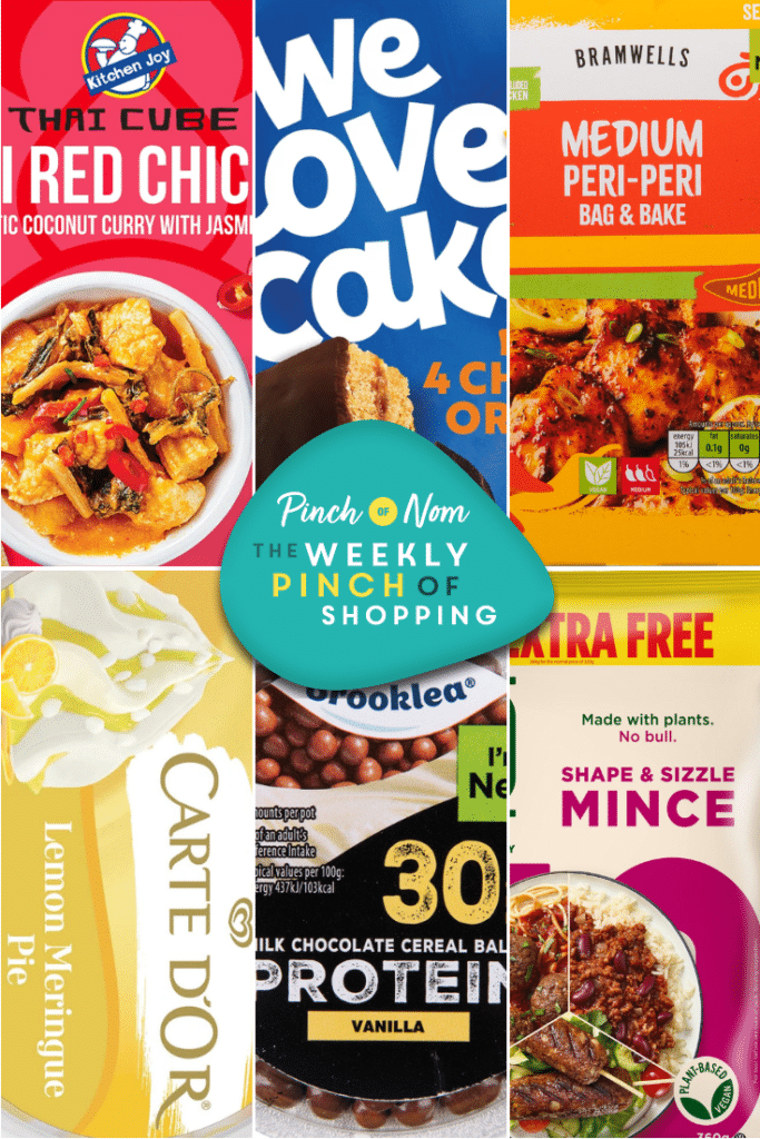 Six of the products from the Weekly Pinch of Shopping in a grid format. There is a logo at the centre of the image with The Weekly Pinch of Shopping in bold letters.