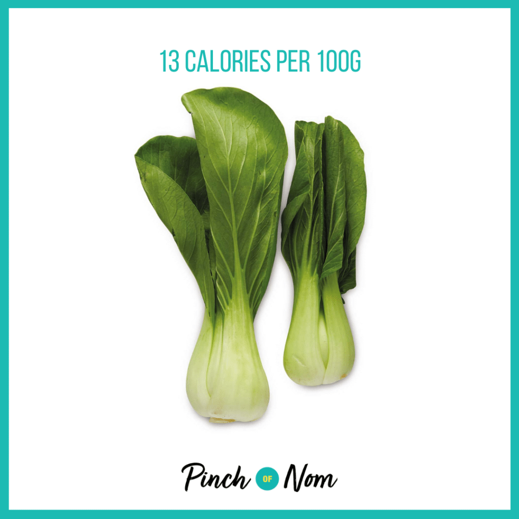 Pak Choi from Aldi's Super 6 selection, featured in Pinch of Nom's Weekly Pinch of Shopping with calories above (13 calories per 100g).