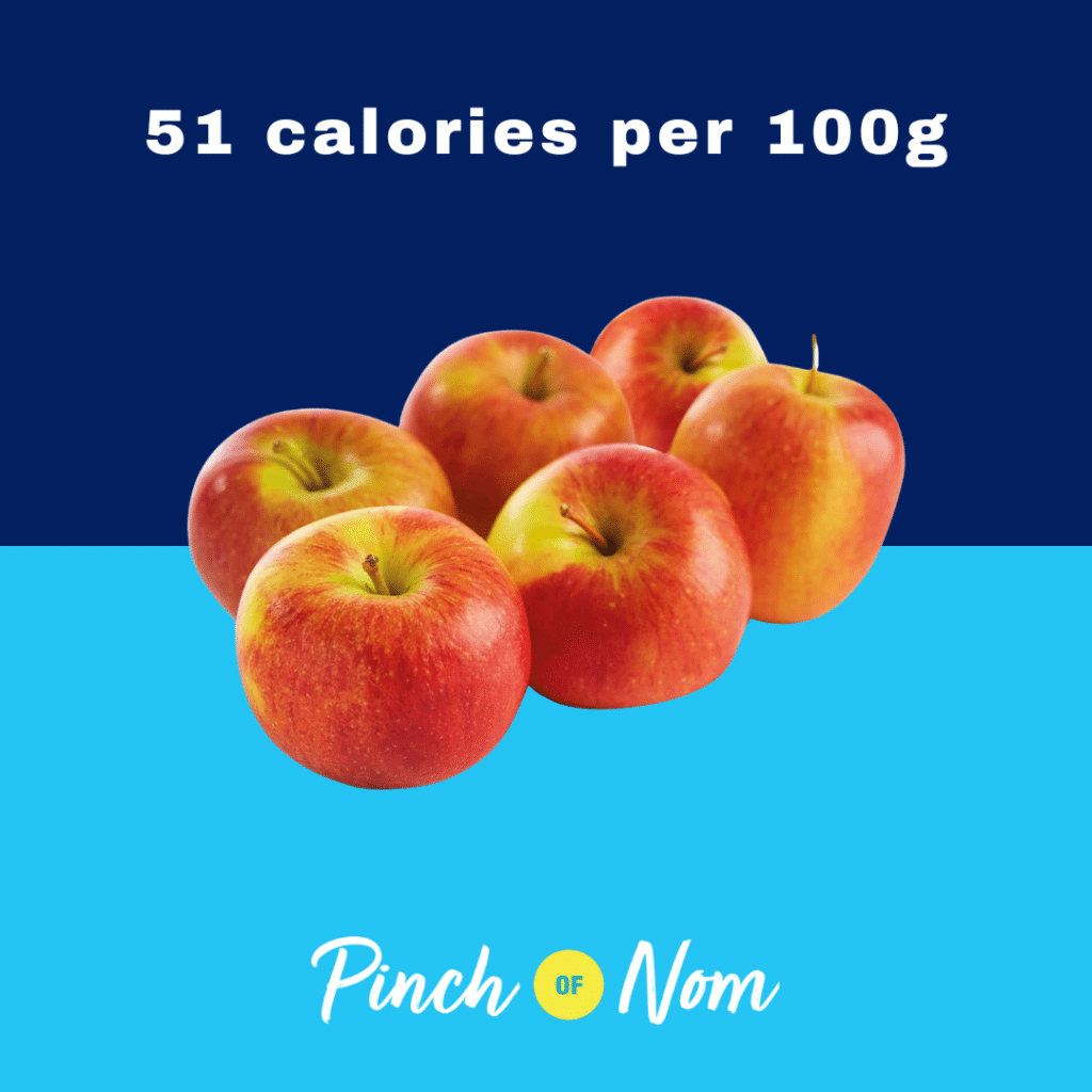 Apples from Aldi's Super 6 selection, featured in Pinch of Nom's Weekly Pinch of Shopping with calories above (51 calories per 100g).