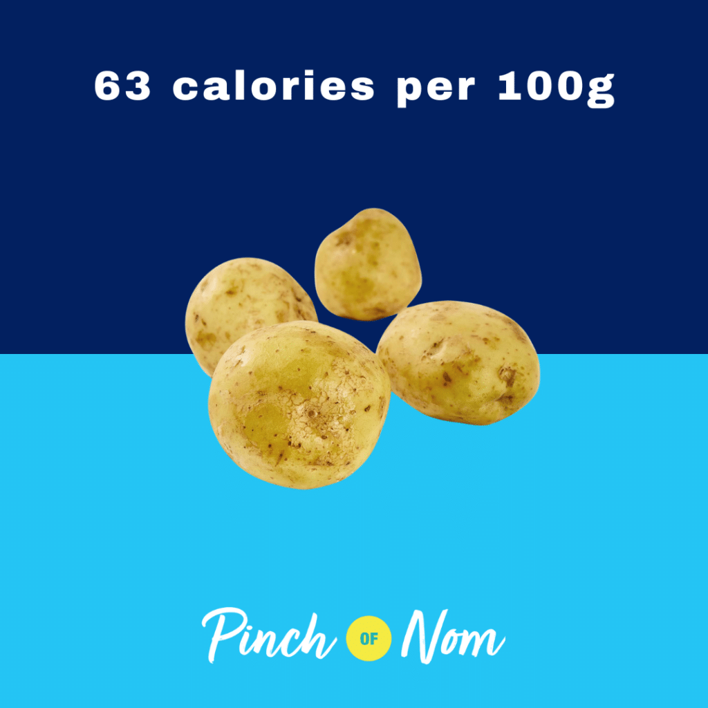 Baking Potatoes from Aldi's Super 6 selection, featured in Pinch of Nom's Weekly Pinch of Shopping with calories above (63 calories per 100g).