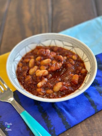 Slow Cooker Smoky Beans pinchofnom.com