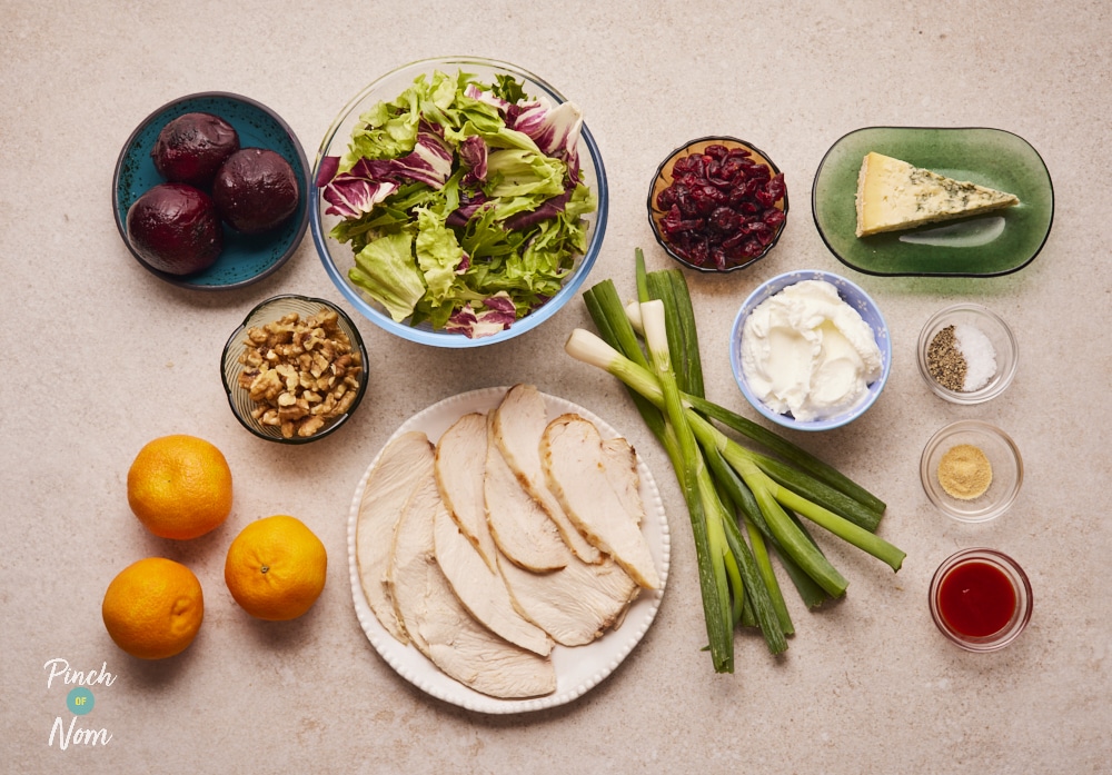 Ingredients for Boxing Day Salad laid out on counter.