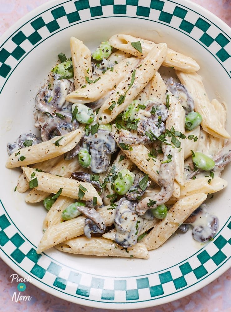 Creamy Vegan Pasta, served in a bowl.