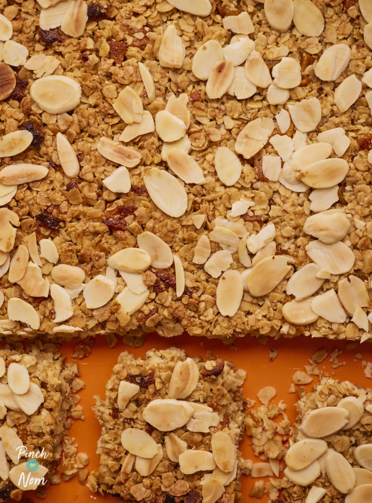 Apricot and Almond Oat Bars, freshly baked and ready for serving.