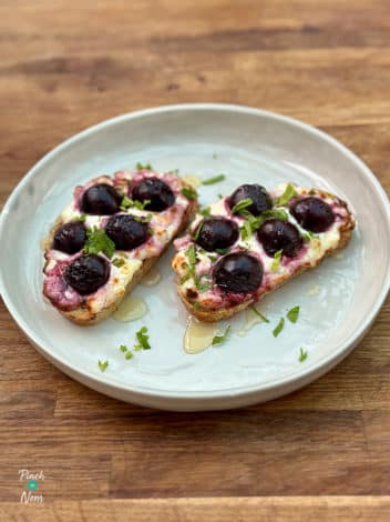 Air Fryer Cherry Cottage Cheese Toast pinchofnom.com