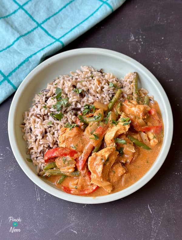 Air Fryer Chicken and Coconut Curry pinchofnom.com