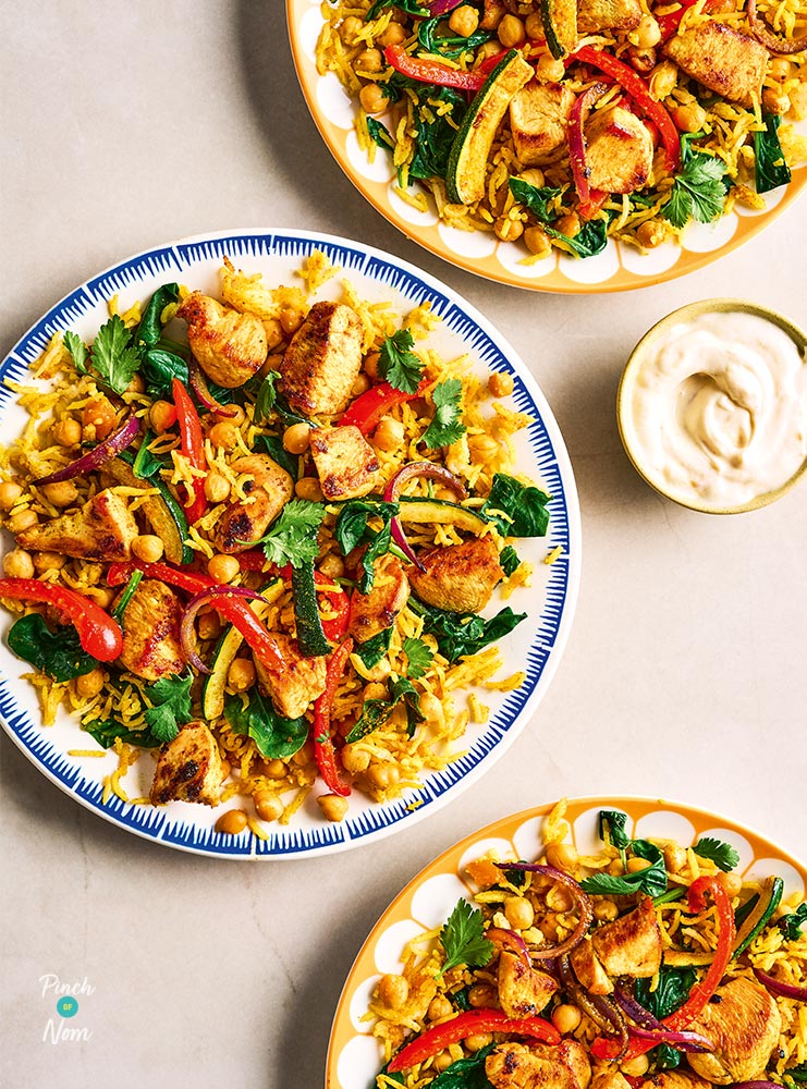 Chicken and Mango Chutney Traybake - Pinch of Nom Slimming Recipes