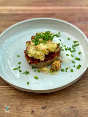 Air Fryer Chilli Cottage Pie Jackets pinchofnom.com