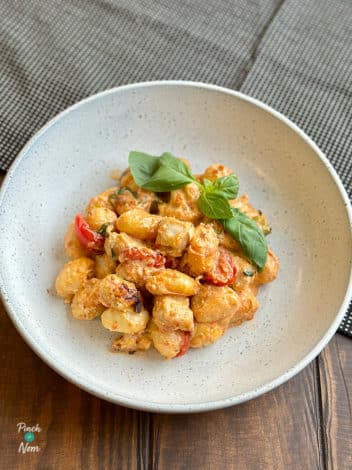 Air Fryer Creamy Sausage Gnocchi pinchofnom.com