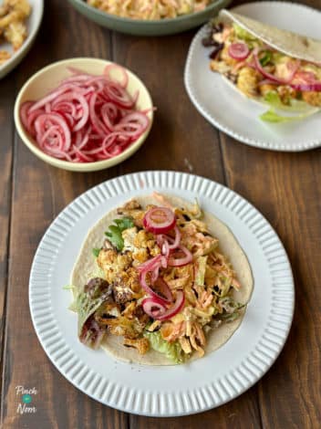 Air Fryer Crispy Cauliflower Tacos pinchofnom.com