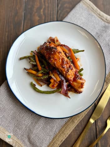 Air Fryer Harissa Marmalade Salmon pinchofnom.com