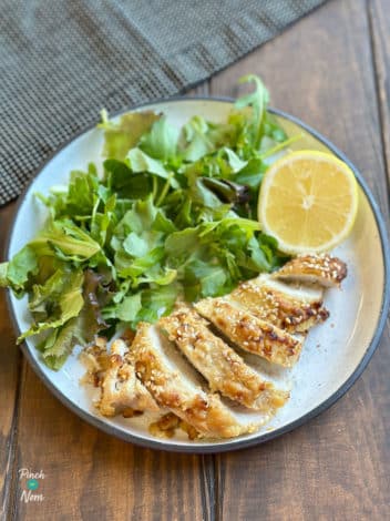 Air Fryer Hummus-Crusted Chicken pinchofnom.com