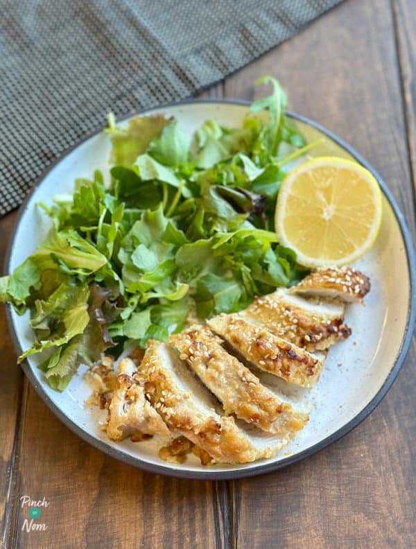 Air Fryer Hummus-Crusted Chicken pinchofnom.com