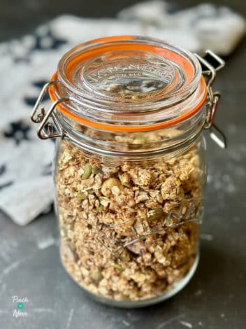 Air Fryer Maple, Date and Tahini Granola pinchofnom.com
