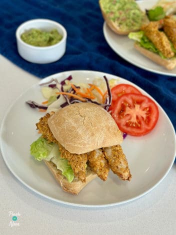 Air Fryer Mexican-Style Fish Finger Sandwich pinchofnom.com