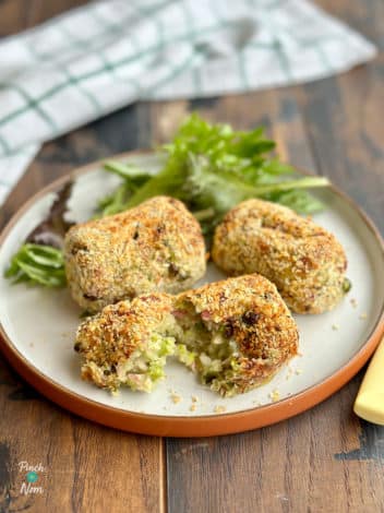 Air Fryer Pea and Ham Croquettes pinchofnom.com
