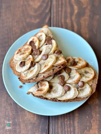 Air Fryer Peanut Butter and Banana Toast pinchofnom.com
