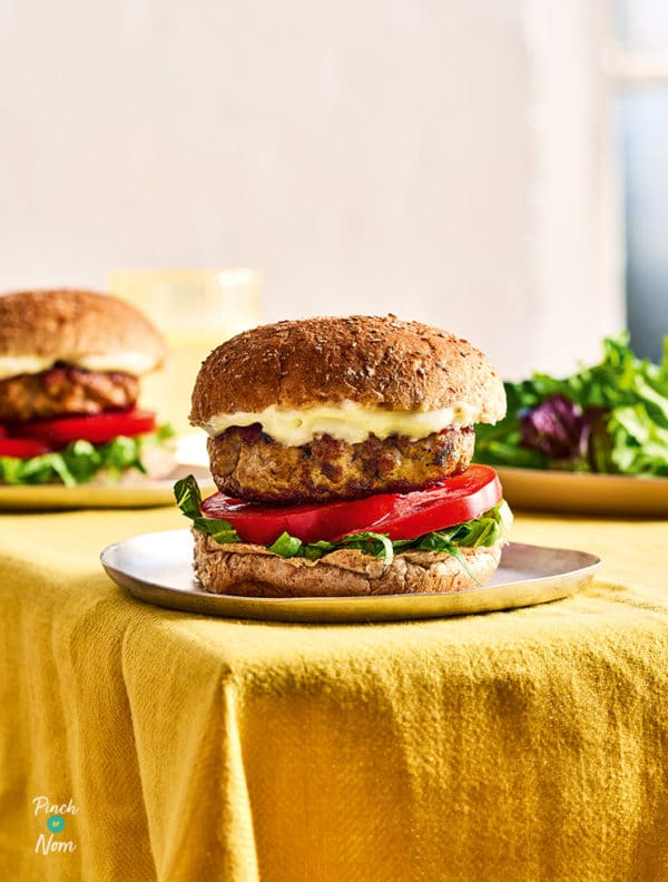 Air Fryer Pork and Parmesan Burgers pinchofnom.com
