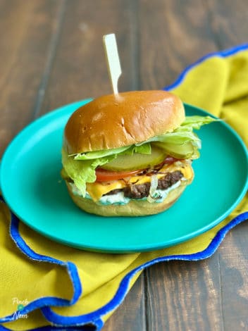 Air Fryer Ranch Burgers pinchofnom.com