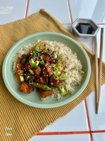 Air Fryer Sweet and Sour Crispy Tofu pinchofnom.com