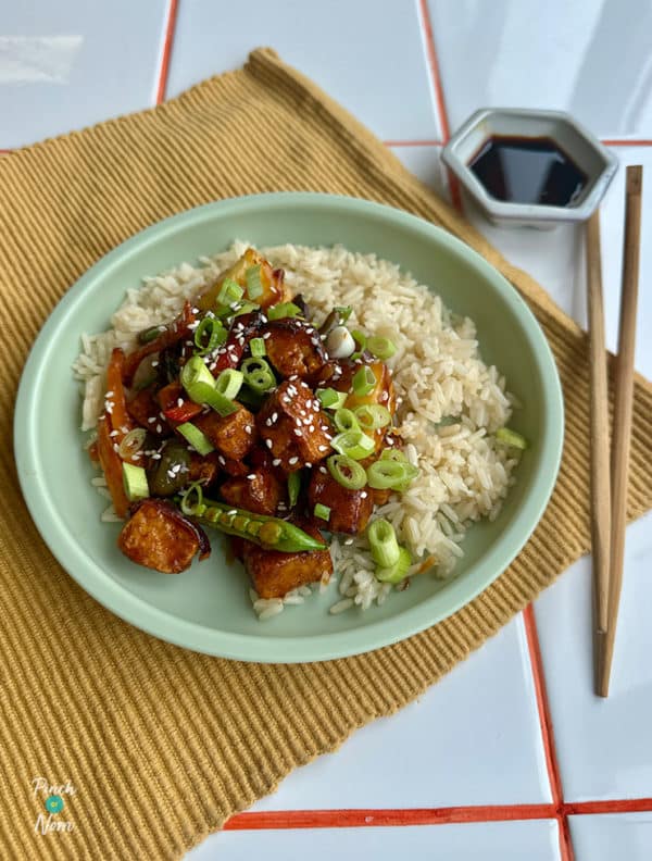 Air Fryer Sweet and Sour Crispy Tofu pinchofnom.com